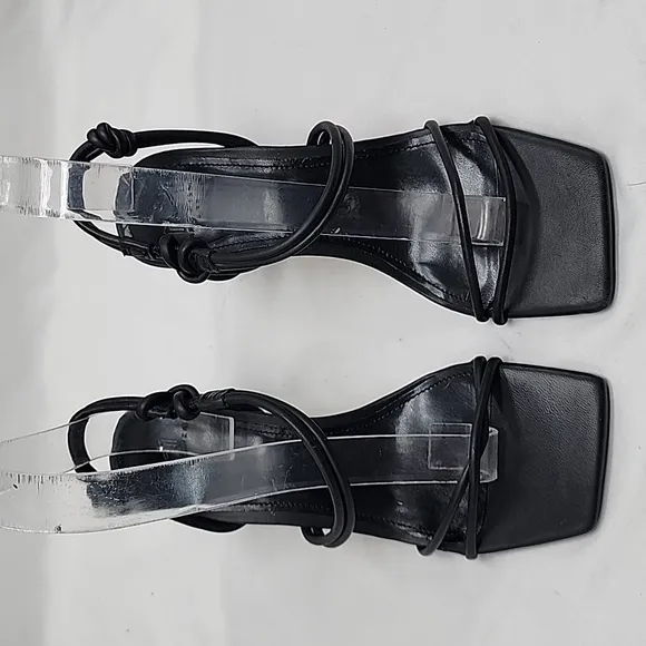 🔥MARC FISHER🔥PADDED CALINDA BLACK ANKLE STRAP HEELED SANDALS WOMENS 5 NWOB