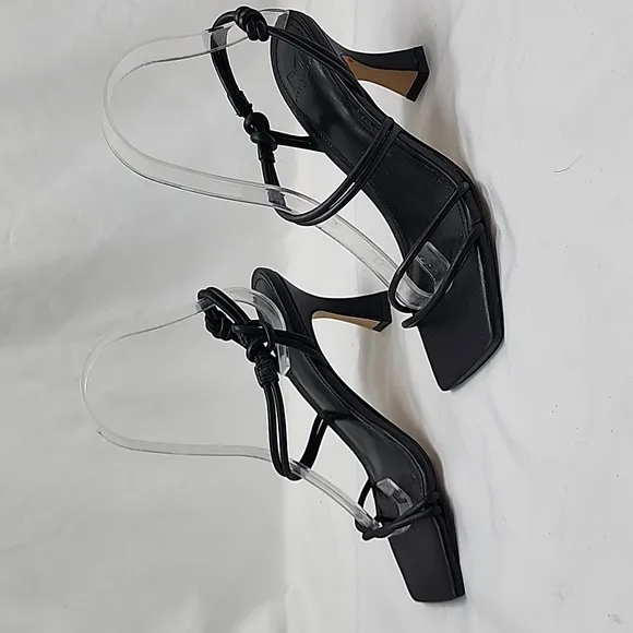 🔥MARC FISHER🔥PADDED CALINDA BLACK ANKLE STRAP HEELED SANDALS WOMENS 5 NWOB