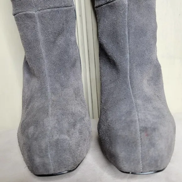 Mariah Carey Suede Faux Fur Thigh High Platform Heel Boots✨️7