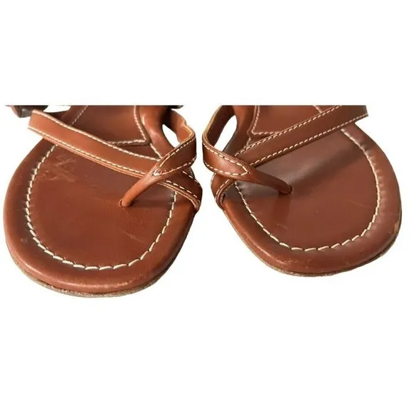 Marion Parke Womens Sz 36.5 Hayley Brown Calfskn Buckle Flat Slide Sandals NWOB