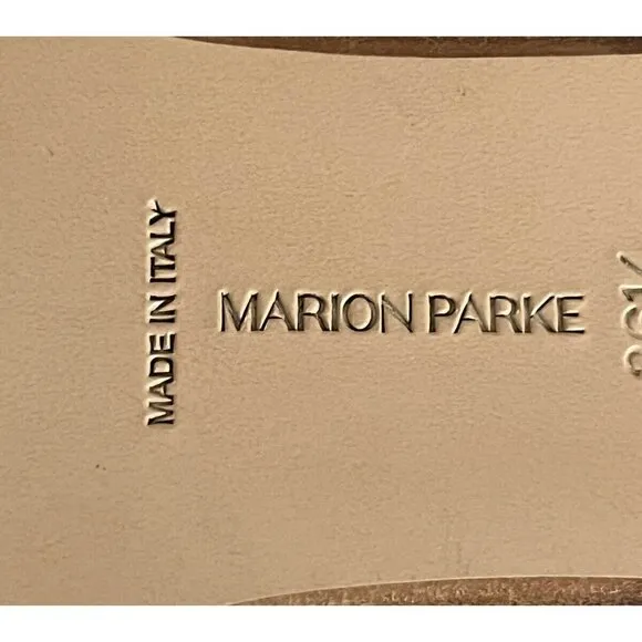 Marion Parke Womens Sz 36.5 Hayley Brown Calfskn Buckle Flat Slide Sandals NWOB