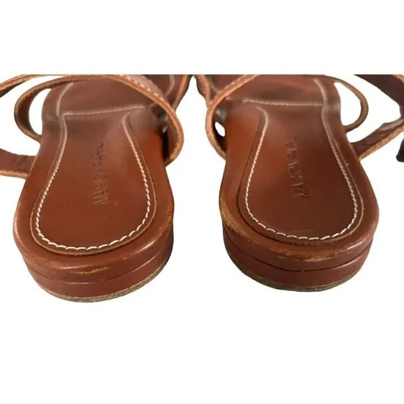 Marion Parke Womens Sz 36.5 Hayley Brown Calfskn Buckle Flat Slide Sandals NWOB