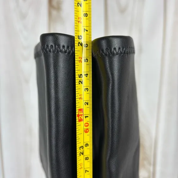 Mark Fisher Over The Knee Boots Pointed Toe Pull On OTK Chic Boot Black Size 5.5