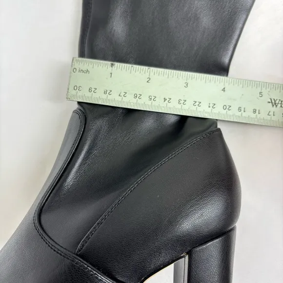 Mark Fisher Over The Knee Boots Pointed Toe Pull On OTK Chic Boot Black Size 5.5