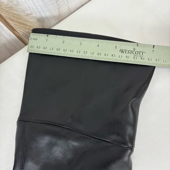Mark Fisher Over The Knee Boots Pointed Toe Pull On OTK Chic Boot Black Size 5.5