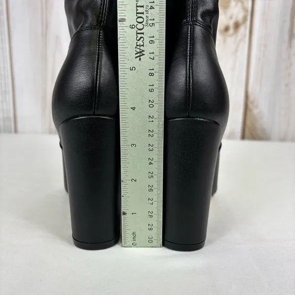 Mark Fisher Over The Knee Boots Pointed Toe Pull On OTK Chic Boot Black Size 5.5