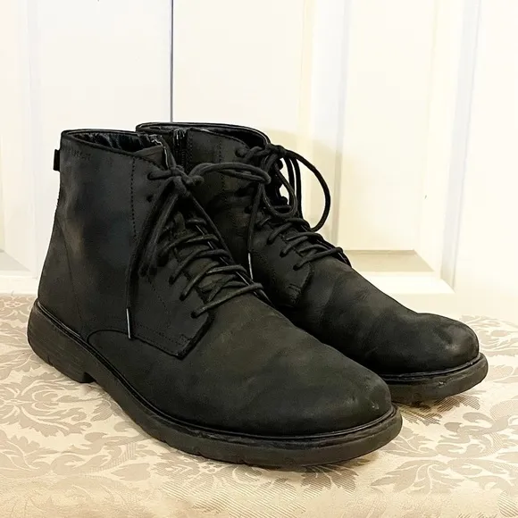 Mark Nason Los Angeles black leather lace-up side zipper boots. Size Men's 10.5