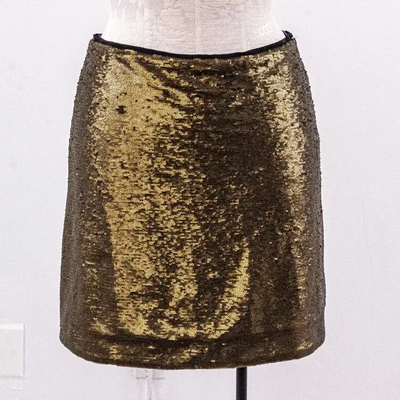 Massimo Dutti M Sequin Mini Skirt Gold Metallic