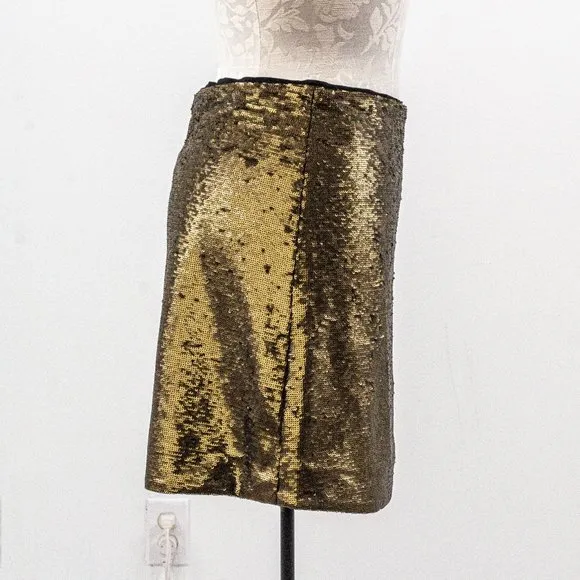 Massimo Dutti M Sequin Mini Skirt Gold Metallic