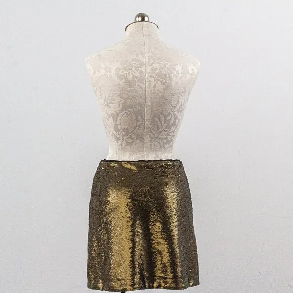 Massimo Dutti M Sequin Mini Skirt Gold Metallic