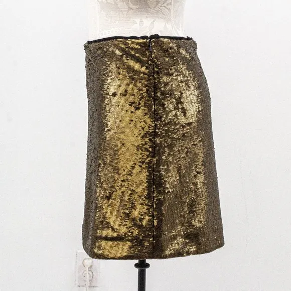 Massimo Dutti M Sequin Mini Skirt Gold Metallic