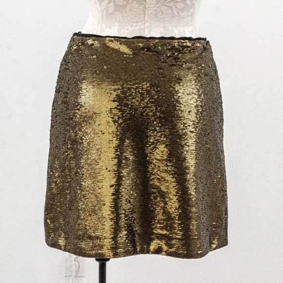 Massimo Dutti M Sequin Mini Skirt Gold Metallic