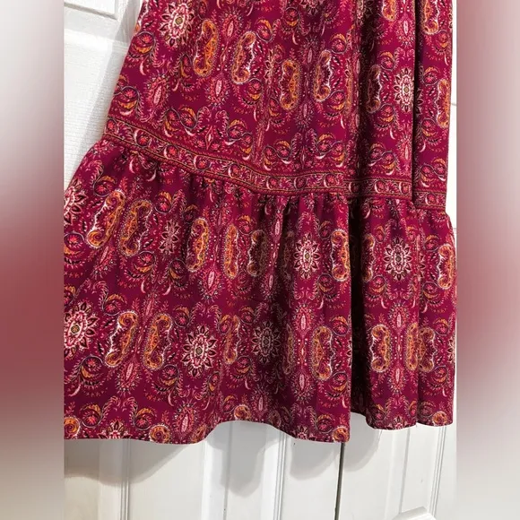 Max Studio Crepe Smocked Waist Ruffle V-Neck Maxi Dress Size Large