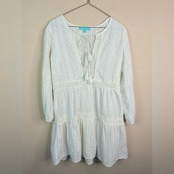 Melissa Odabash Crochet Eyelet White Mini REID Dress size XS