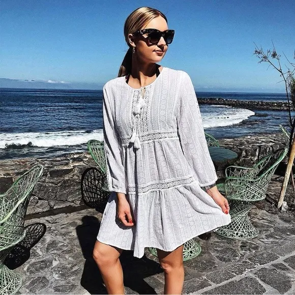 Melissa Odabash Crochet Eyelet White Mini REID Dress size XS