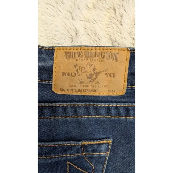 Men Slim Straight True Religion Jeans - Medium Wash - Size 31