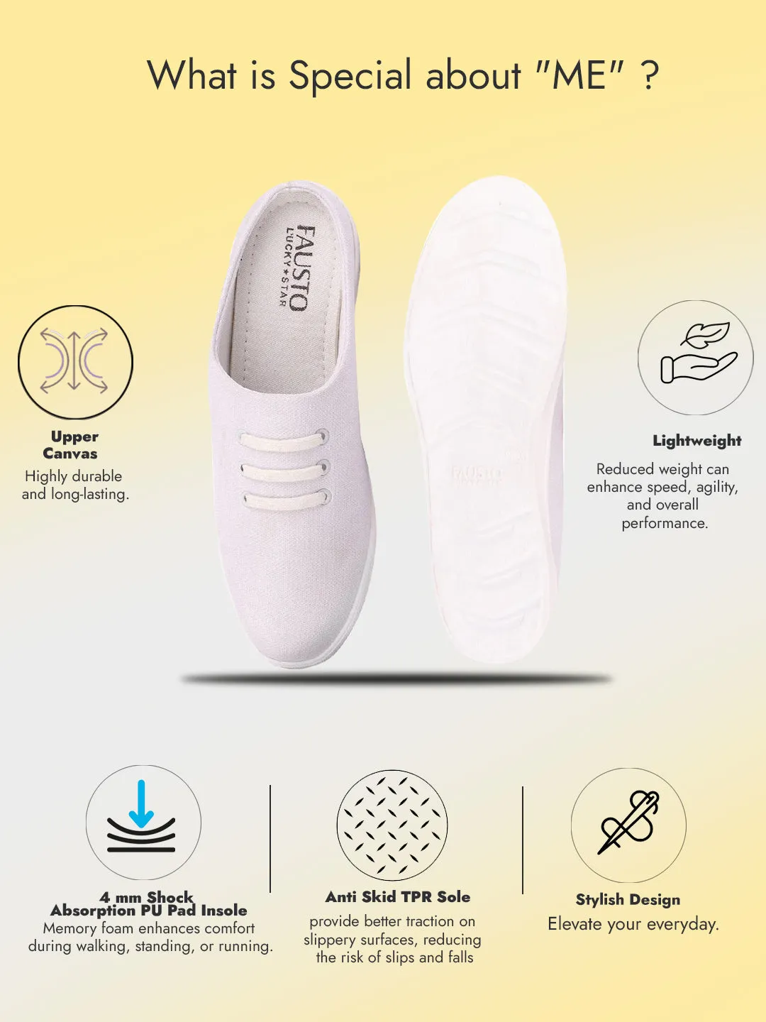Men White Casual Canvas Slip-On Shoes