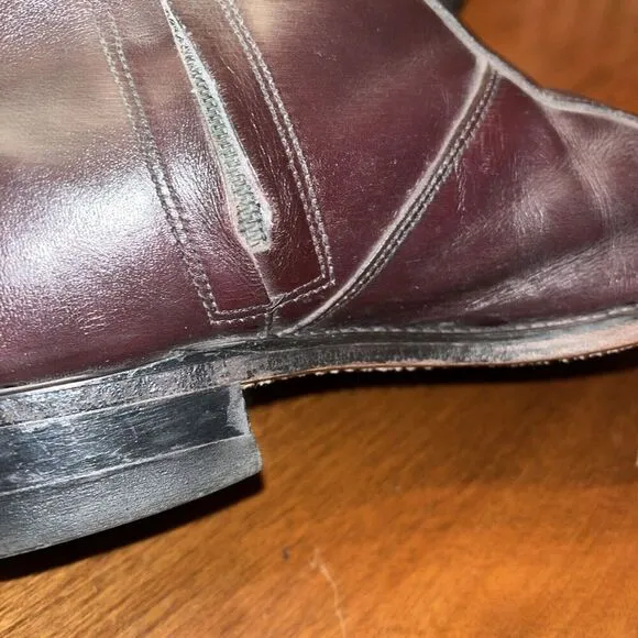 Men's 9 EE O'Sullivan UFCW USA Union Made Side Zip Ankle Boots Burgundy VTG