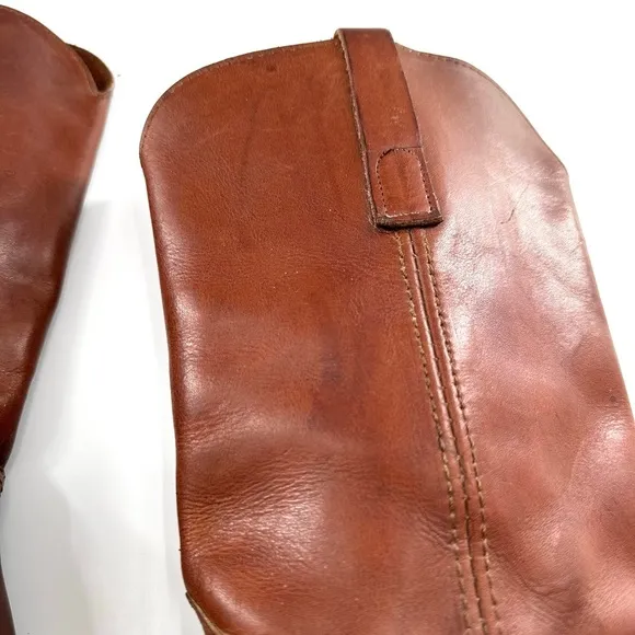 Mens Brown Round Toe Leather Cowboy Boots 10D