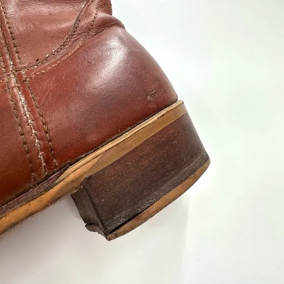 Mens Brown Round Toe Leather Cowboy Boots 10D