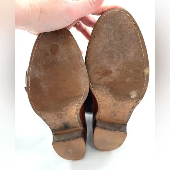 Mens Brown Round Toe Leather Cowboy Boots 10D