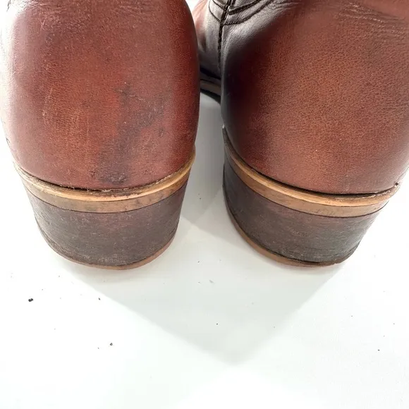 Mens Brown Round Toe Leather Cowboy Boots 10D