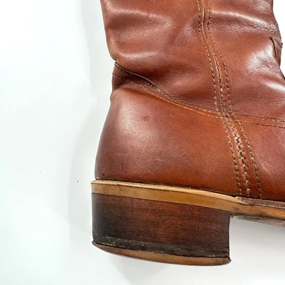 Mens Brown Round Toe Leather Cowboy Boots 10D