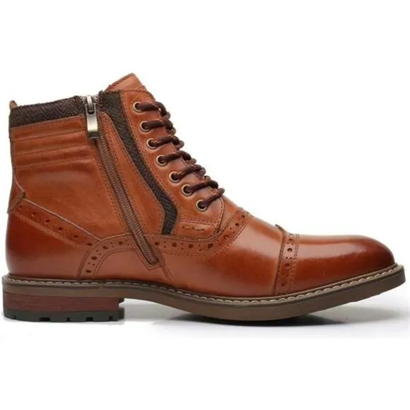 Mens Chelsea Boots, Stylish and Comfort Leather Chukka Ankle Boots with Zipper