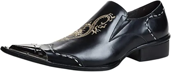 Men's Embroidery Dragon Western Loafers