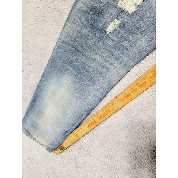 Men's ENERGIE Slim STRAIGHT SELVEDGE DISTRESS Blue‎ Jeans 32 x 34 Made In Italy