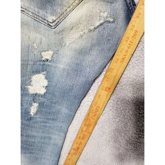 Men's ENERGIE Slim STRAIGHT SELVEDGE DISTRESS Blue‎ Jeans 32 x 34 Made In Italy