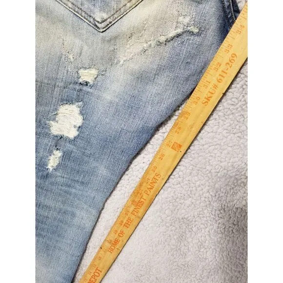 Men's ENERGIE Slim STRAIGHT SELVEDGE DISTRESS Blue‎ Jeans 32 x 34 Made In Italy