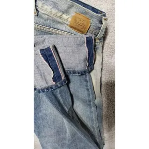 Men's ENERGIE Slim STRAIGHT SELVEDGE DISTRESS Blue‎ Jeans 32 x 34 Made In Italy