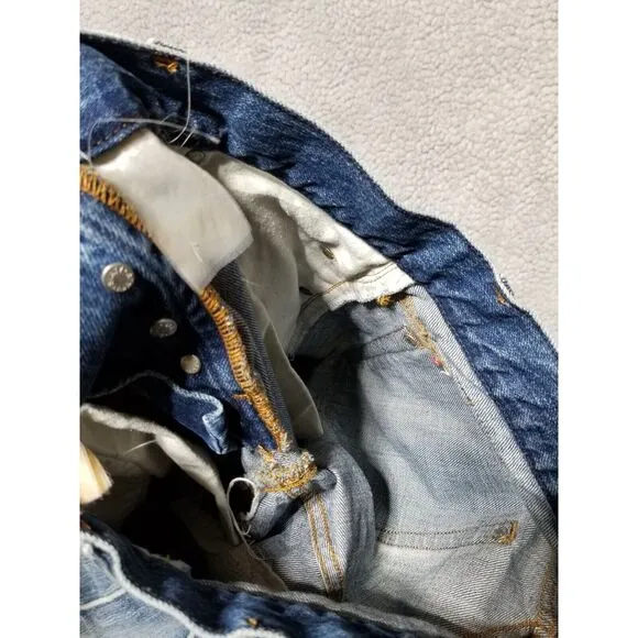 Men's ENERGIE Slim STRAIGHT SELVEDGE DISTRESS Blue‎ Jeans 32 x 34 Made In Italy
