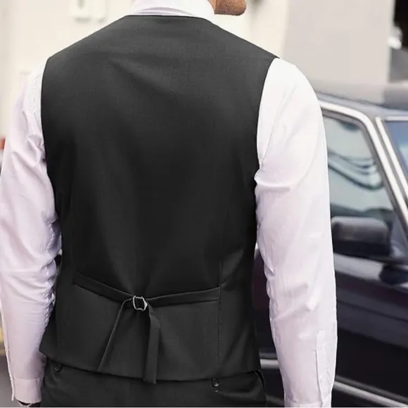 Men's Layered Suit Vest Business Dress Vests Formal Wedding Waistcoat Slim Fit