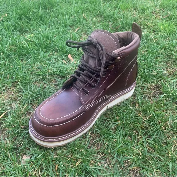 Mens Leather Work construction Boots brown 713