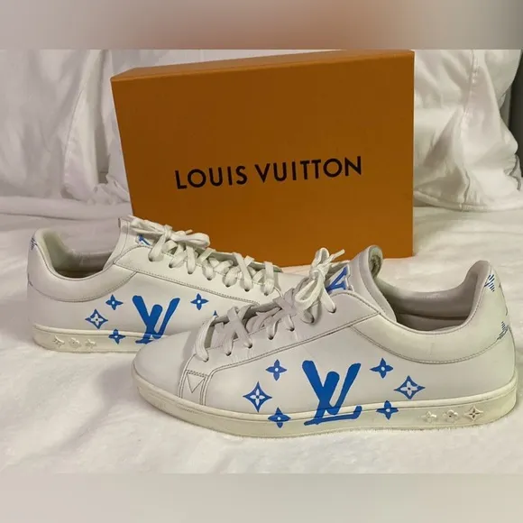 Men’s LOUIS VUITTON LV Luxembourg Samothrace Sneakers 'White with Blue' Size 7.5