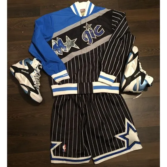 Men's Orlando Magic Mitchell &amp; Ness Black Hardwood Classics 75th Anniversary Set
