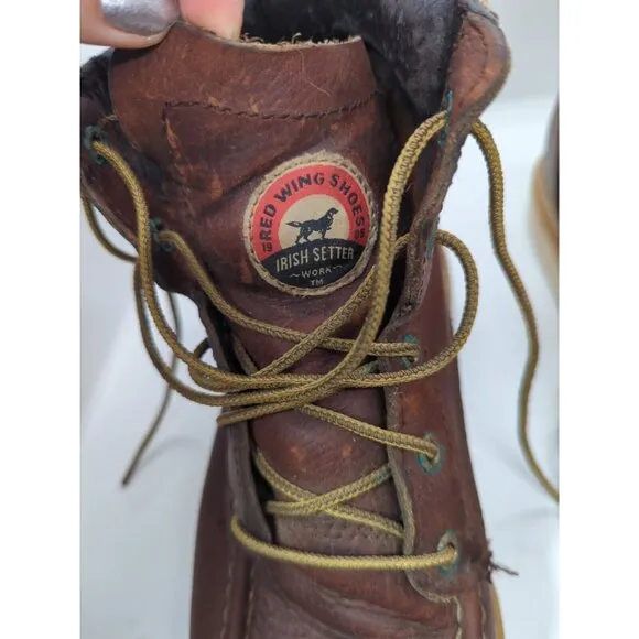 Men’s Red Wing Irish Setter Ashby Work Boots Steel Toe Leather Brown Size 7