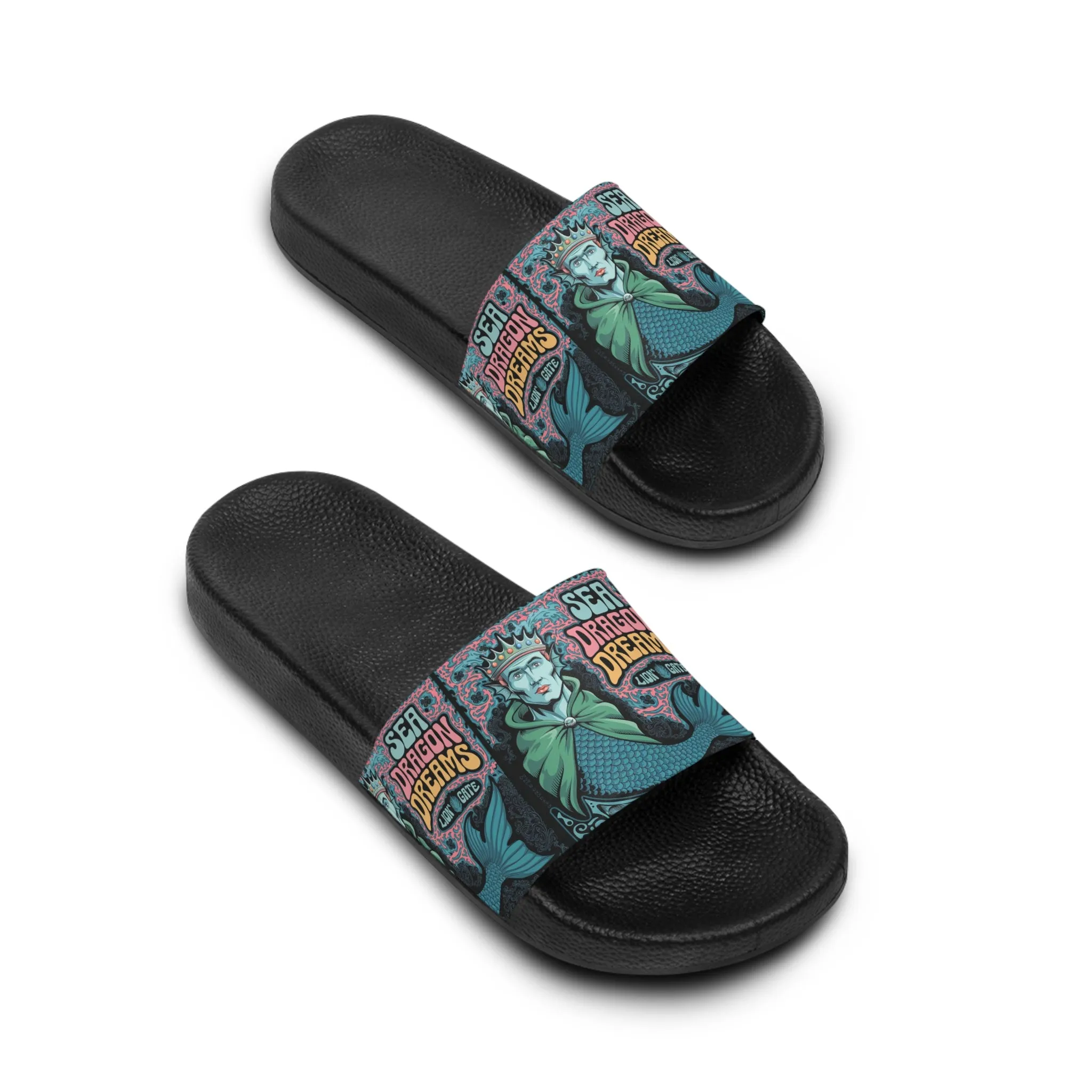 Men's Slide Sandals - Sea Dragon Dreams Merman