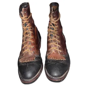 Men's Unbranded Leather Boots Brown and Black