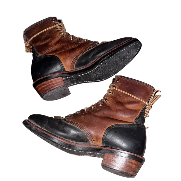 Men's Unbranded Leather Boots Brown and Black