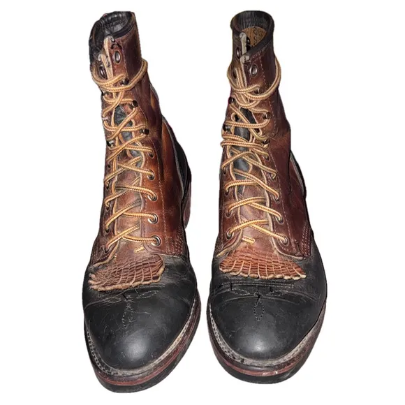 Men's Unbranded Leather Boots Brown and Black