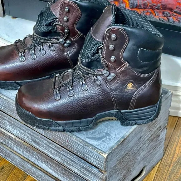 Men's Work Boots Size 9W Rocky Mobilite Steel Toe Brown Leather. Womens Size 10W