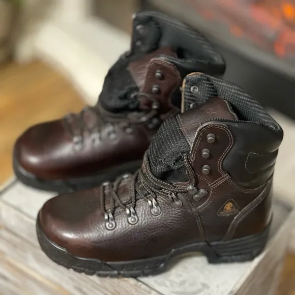 Men's Work Boots Size 9W Rocky Mobilite Steel Toe Brown Leather. Womens Size 10W