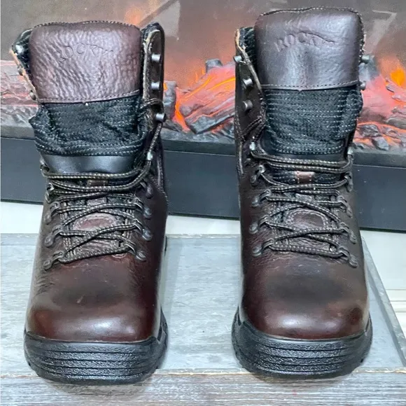 Men's Work Boots Size 9W Rocky Mobilite Steel Toe Brown Leather. Womens Size 10W