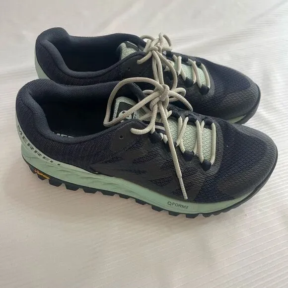 Merrell Antora 2 WOMENS Blue Green Lace Up Hiking Trail Running Shoes SIZE 6.5 6