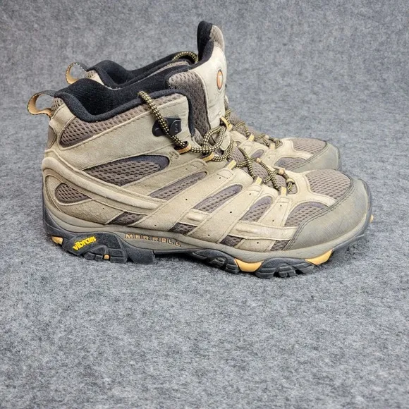 Merrell Boots Mens 12 Brown Moab Mid Hiking Vibram Outdoor Trail Terrain J06045