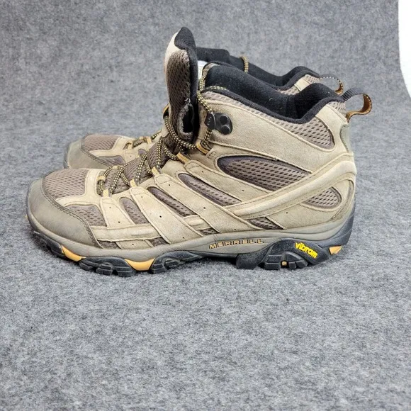 Merrell Boots Mens 12 Brown Moab Mid Hiking Vibram Outdoor Trail Terrain J06045