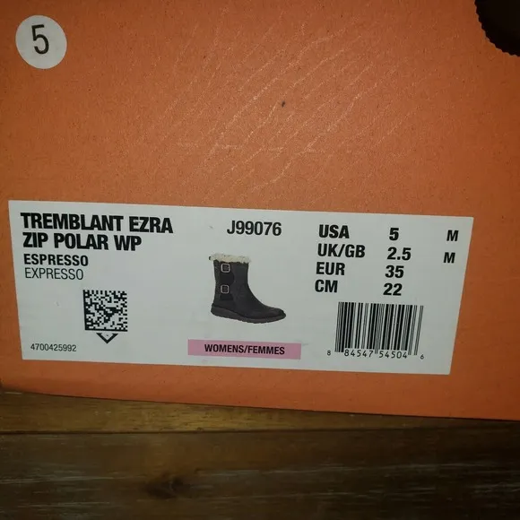 Merrell Boots Tremblant‎ Ezra Zip Polar Waterproof Brown Women's Size 5 New